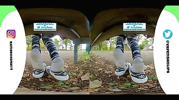 [VR180 - 3D] Girl with sweaty adidas sneakers and totally dirty stinky socks smelly feet and lick her shoes