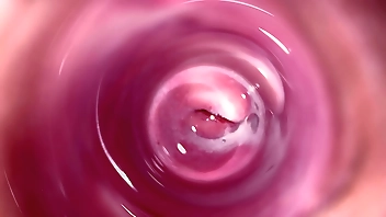 Camera deep inside Mia's creamy pussy