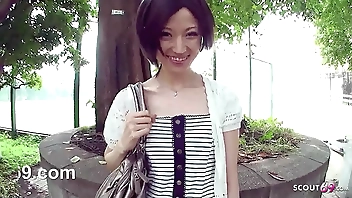 Skinny Japanese Teen tricked to Suck Strangers Dick in Car