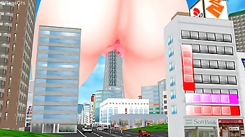 Riding the SkyTree (Giantess/Size Fetish) [MMD]