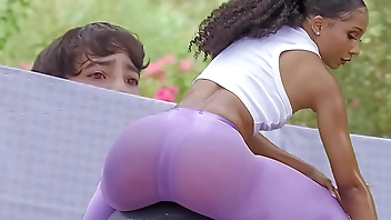 Young Boy SNEAKING on Her HOT MILF Neighbor Doing Her Workout - MILFED