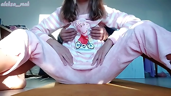 stepbrother hard jerking cunt and small tits stepsister in pajama