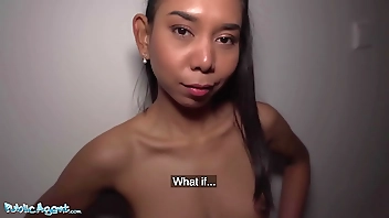 Public Agent - Asian babysitter with nice petite tits, full nipples and small ass goes all the way for extra money, sucking in public and letting her sweet tight shaved pussy get stretched to orgasm