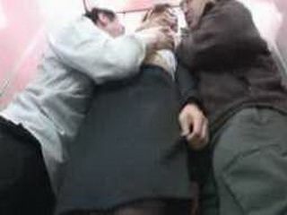 Busty Nippon babe ready to get fucked in elevator for XXX action