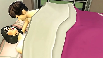 Japanese Step-mom and virgin step-son share the same bed at the hotel room on a business trip