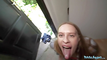 Public Agent Nikki Riddle taken to a garden shed and has her wet pussy pounded by a huge cock