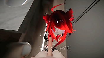 Public Restroom Suck And Fuck Red Head POV Lap Dance VRChat ERP