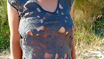 Juli walks in transparent dress