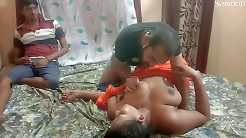 Small penis husband sharing his wife with cum inside her pussy!!