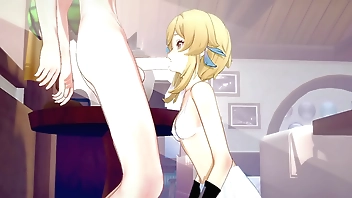 Genshin Impact Hentai - Lumine blowjob and fucked by Razor - Japanese Asian manga anime game porn