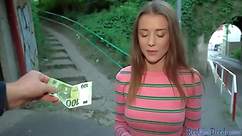 Pulled eurobabe blowing and riding big shaft in public