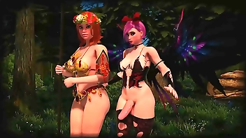 Hot Shemale Fairy Fucks Amazon in the Forest - 3D Animated Cartoon Futanari Sex