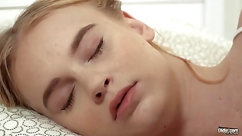 Young blonde begs grandpa to cum on her pretty face