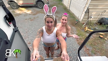 Hot Milf StepMom (Kymber Leigh) shows Slut StepDaughter (Misty Meaner) How she sucks dick and rides the neighbor's (Scott Trainor) cock