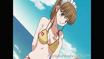 Masturbating anime maid in fantasy