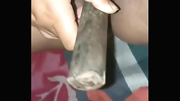 Indian sexy horny wife muterbate with big hard dildo