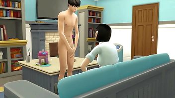 एशियाई सौतेली माँ कंप्यूटर के सामने हस्तमैथुन करते हुए कुंवारी सौतेले बेटे को पकड़ती है और पहली बार उसके साथ यौन संबंध बनाने में उसकी मदद करने की चिंता करती है