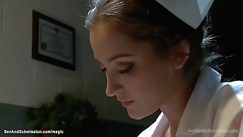 Bound busty nurse rough fucked