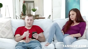 FAMSLUT.COM - Step Sister Ava Haze Caught Her Masturbating and Joins Him
