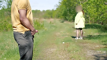 A day in the life of an exhibitionist and a stranger. Busty passer-by gets a mouthful of cum today. XSanyAny