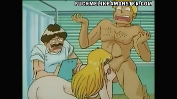 Blonde anime chick rides cock before BDSM
