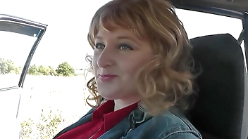 Sex in public. In back seat car on side of road blonde MILF sexy Frina jerked off dick driver car, then got into pose doggy style. Lover fucked in pussy and cum on labia. Publicly. Taboo. In public place. Sex in auto Outside. Outdoor. Lot of sperm