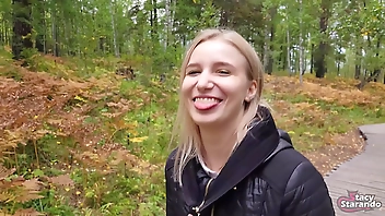 Walking with my stepsister in the forest park. Sex blog, Live video. - POV