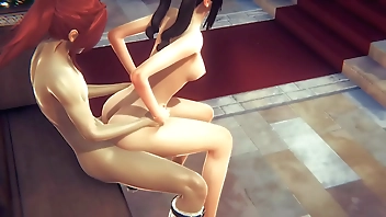 Hentai Uncensored - Yumiko plays with his friends and is fucked twice with creampie in a church - Japanese Asian Manga Anime Game Porn