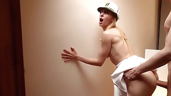 Hard anal sex with mature liner waitress from Ukraine. Fucked this mom roughly in the ass against the wall