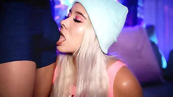 Horny blonde is desperate to put her boyfriend's cock in her mouth