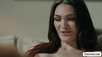 Gorgeous shemale barebacks hunk stepdad