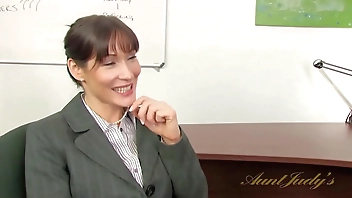 AuntJudysXXX - Busty 35yo MILF Angela James Fucks at the Office (AJ Classics)