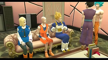 Dragon Ball Porn Epi 18 Hentai Intercambio de Esposas Videl y Nro 18 Folladas como perras Maduras infieles Calientes NTR
