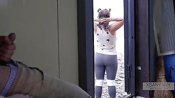 I spied on a sexy stranger, but then she saw me and surprised me! - xSanyAny