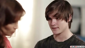 AdultMovs.com - Busty milf stepmom rides stepsons cock