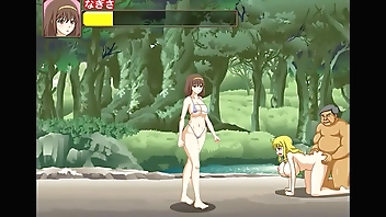 Pretty bikini girl having sex with a lot of men in Bt Island act hentai game new gameplay