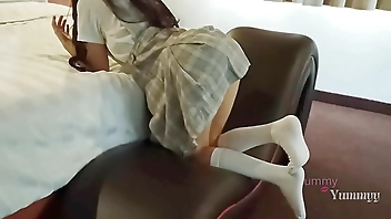 Penetrated from behind, young is penetrated by her older friend in her school uniform, REAL HOME VIDEO