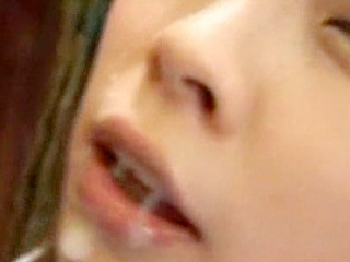 Nippon babe with hard nipples gives head to his boner